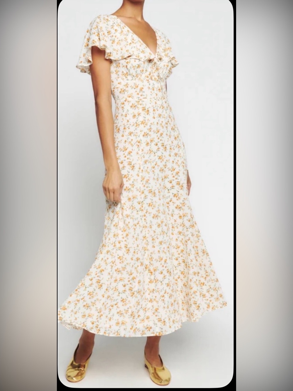Reformation Allissa Dress Floral Maxi White & Orange Size 10